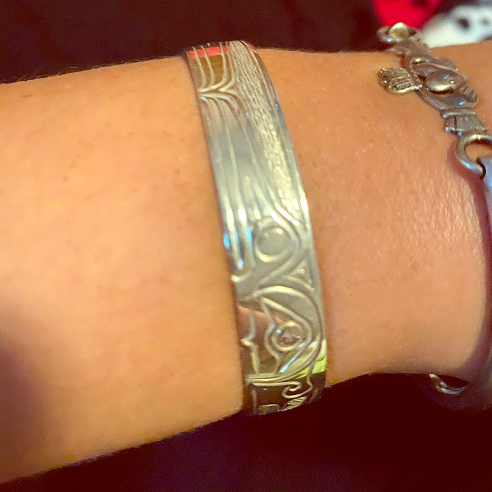 First Nations sterling silver hummingbird cuff
